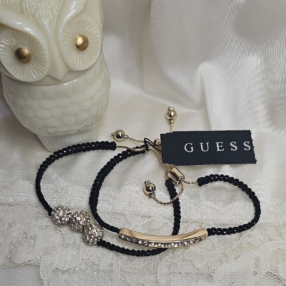 GUESS Black and Gold Women's Bracelet Set Of 2
